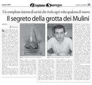 06-06-2003 Coriere Vicentino  Il segreto della grotta dei Mulini.